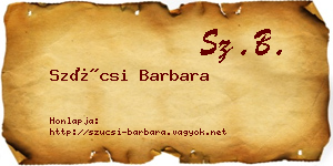 Szücsi Barbara névjegykártya